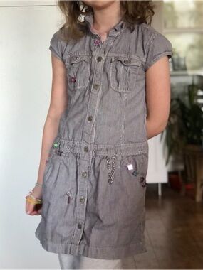 H&M Railway Striped Chambray Railroad Striped  Dress